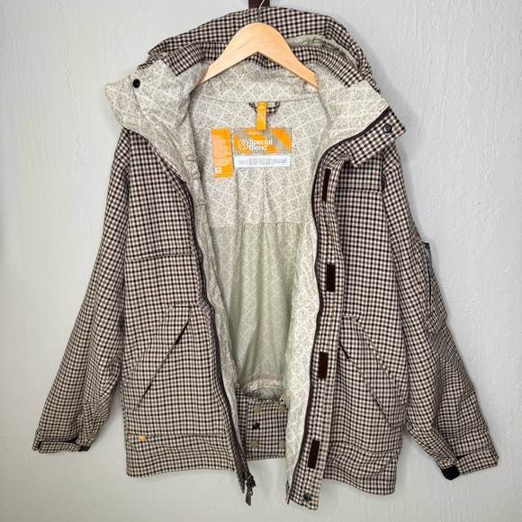 SPECIAL BLEND Men’s Checkered Snowboard Ski Jacket Waterproof Brown & Tan XS - Picture 4 of 15